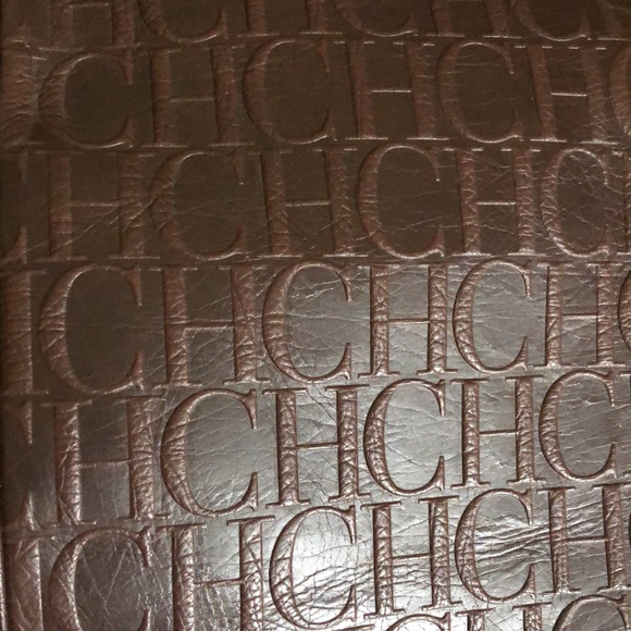 Carolina Herrera CH Monogram Large Leather Messenger Shoulder Bag Brown - Picture 8 of 10